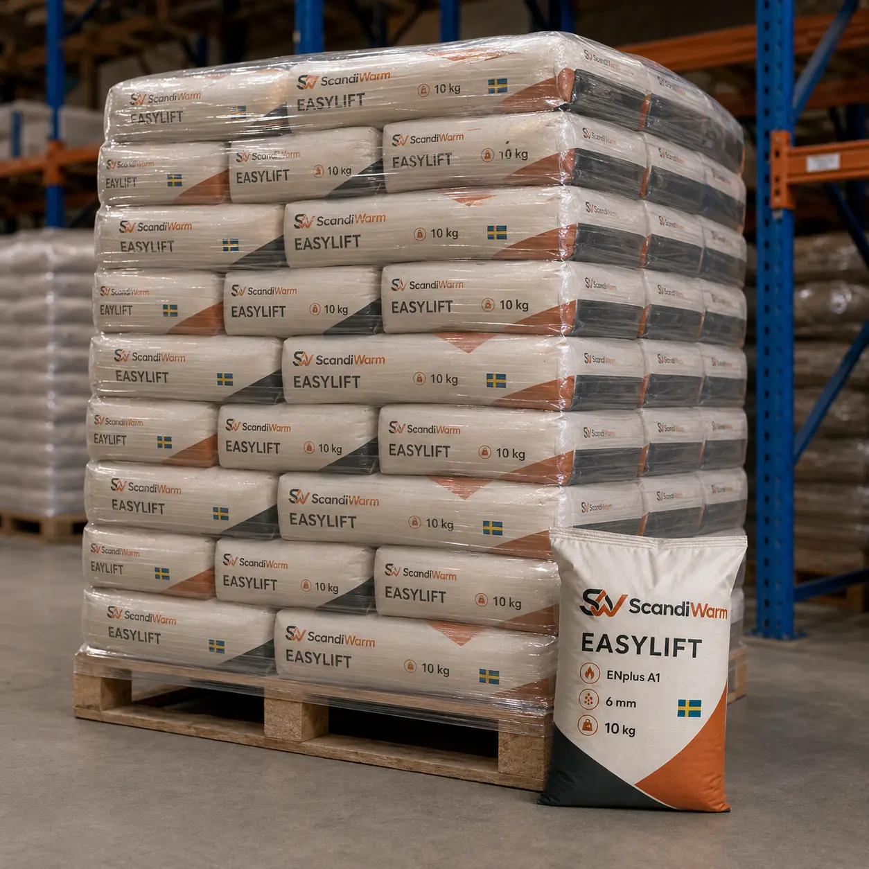 Pellet ScandiWarm EasyLift ENplus A1 6 mm - pallet 960 kg (96 x 10 kg)