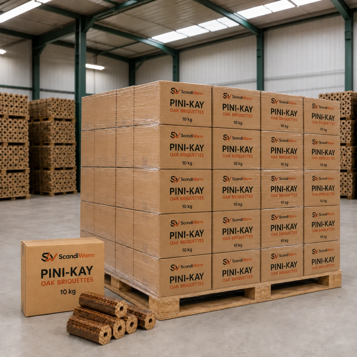 Pini-Kay-eikenbriketten — 750 kg (75 × 10 kg)