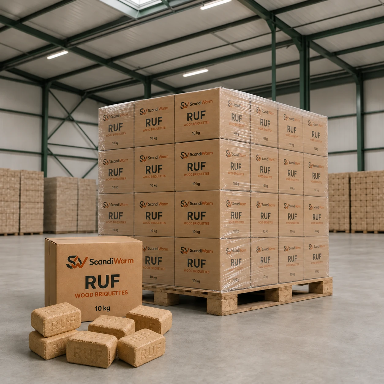 RUF-houtbriketten — 750 kg (75 × 10 kg)