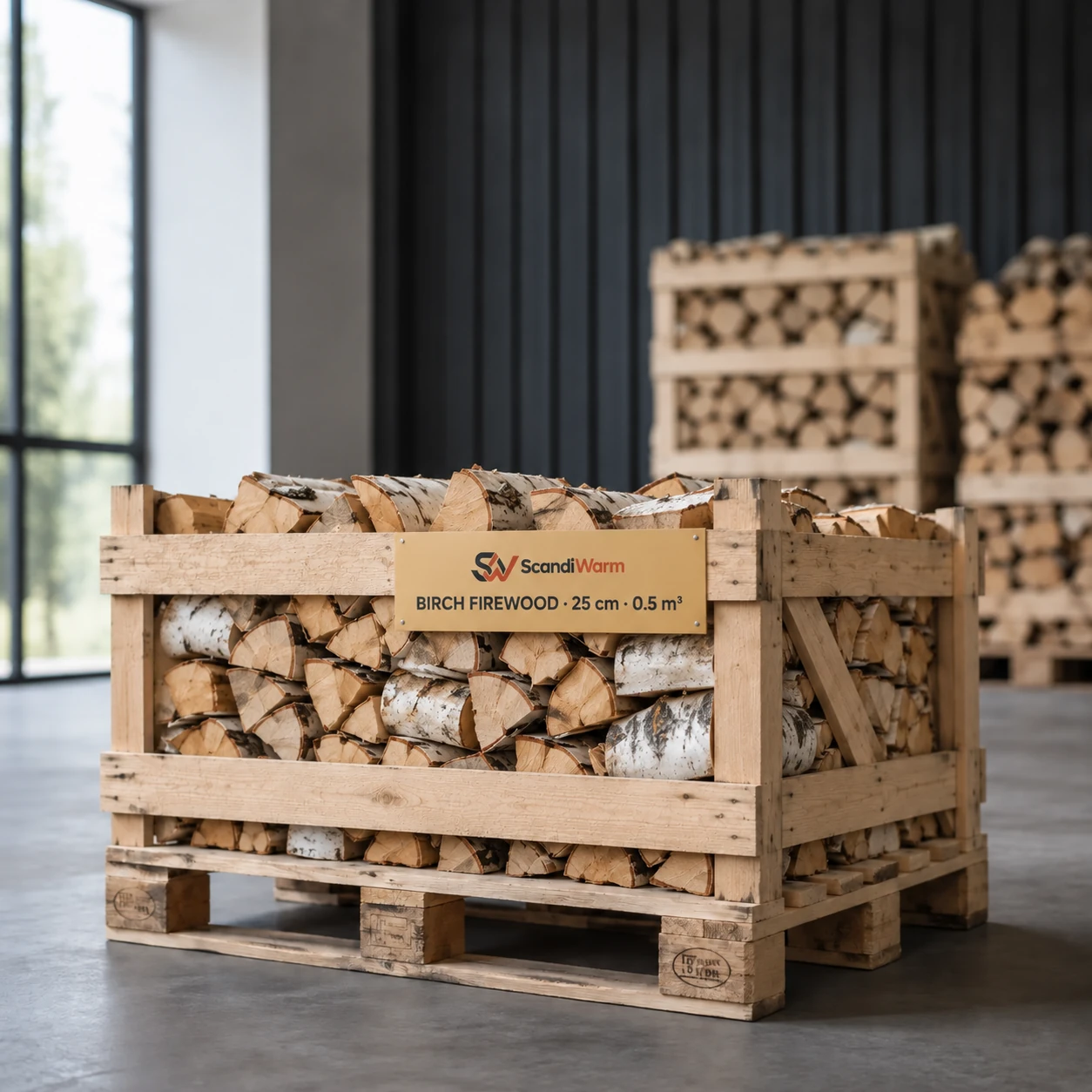 Droog berkenhaardhout 25 cm — 0,5 m³ gestapeld hout
