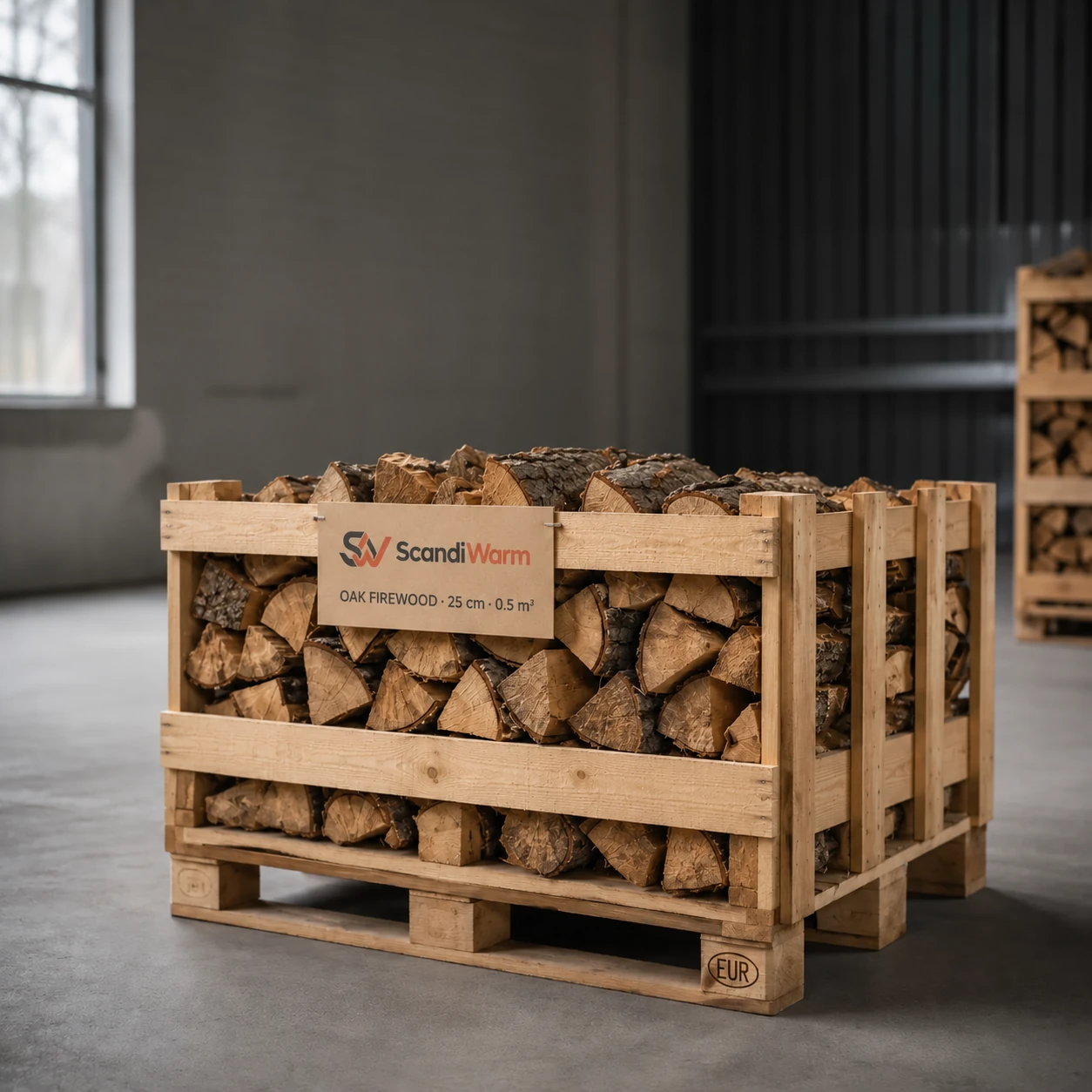 Droog eikenhaardhout 25 cm — 0,5 m³ gestapeld hout
