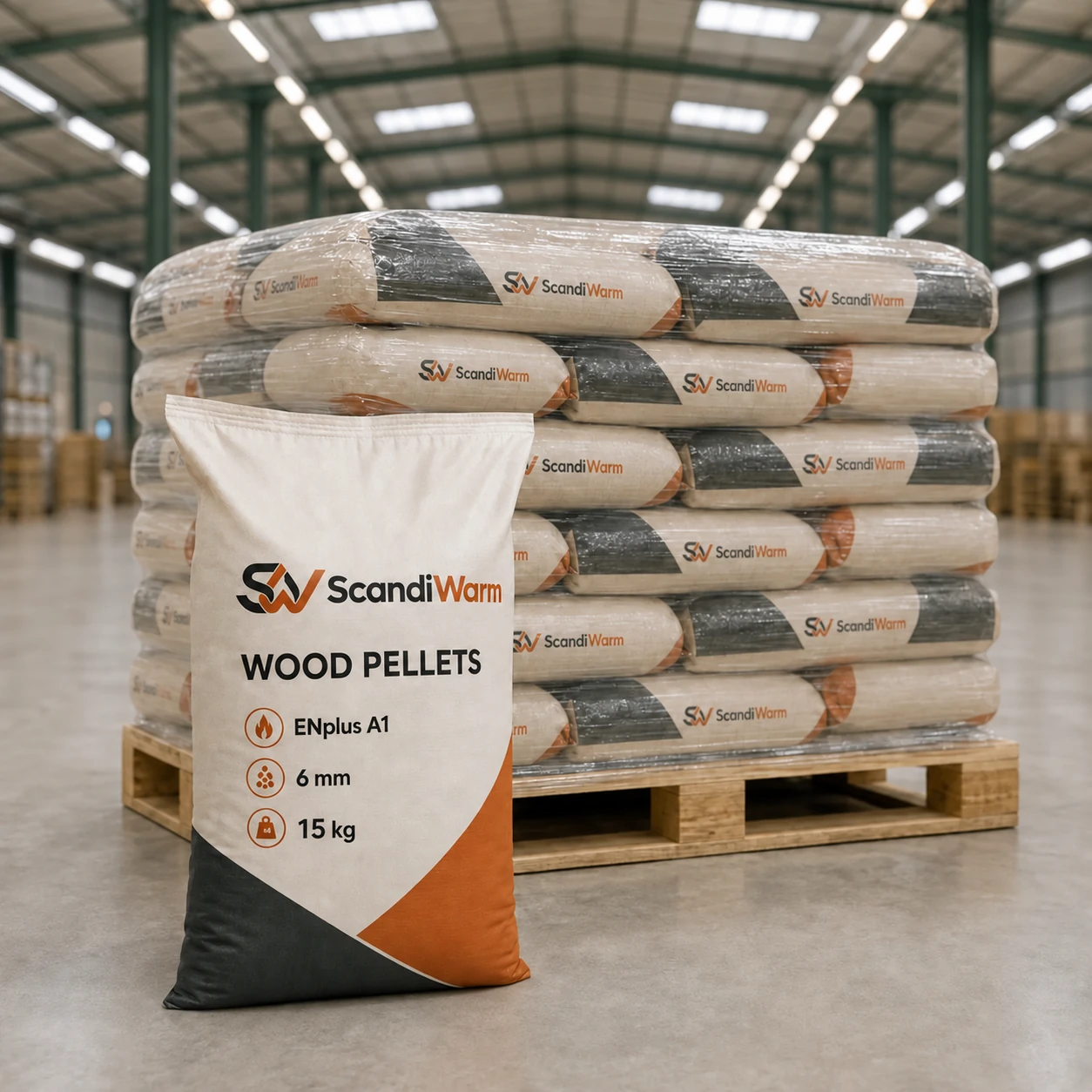 ENplus A1-houtpellets 6 mm — 750 kg (50 × 15 kg)