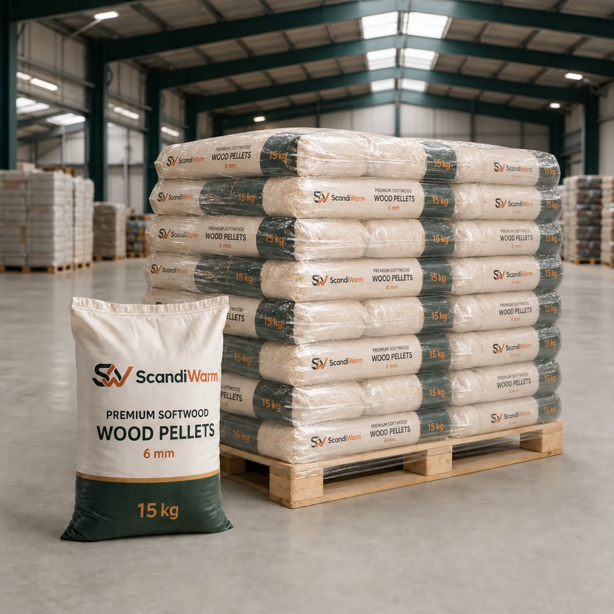 Premium naaldhoutpellets 6 mm — 750 kg (50 × 15 kg)