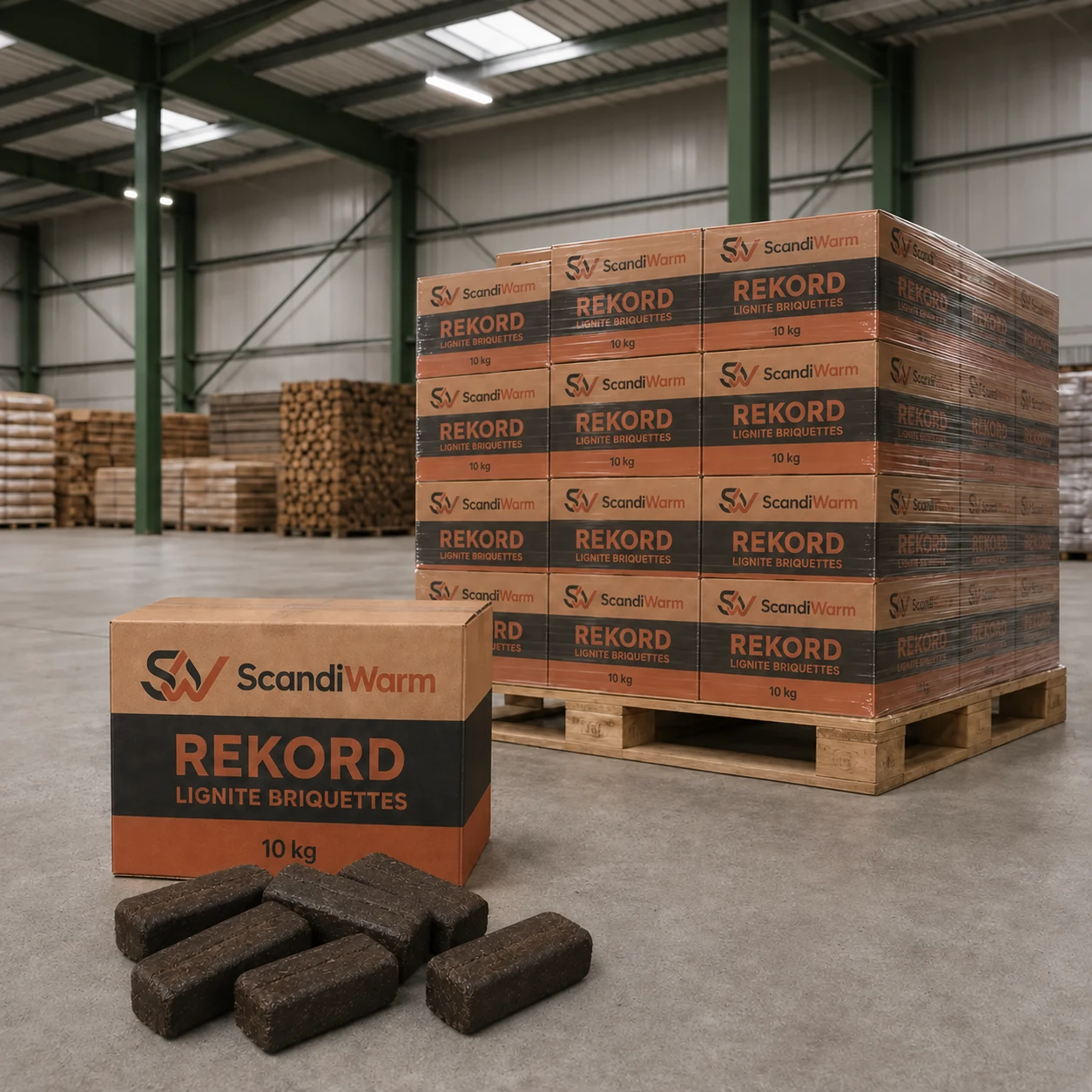 REKORD-bruinkoolbriketten — 750 kg (75 × 10 kg)
