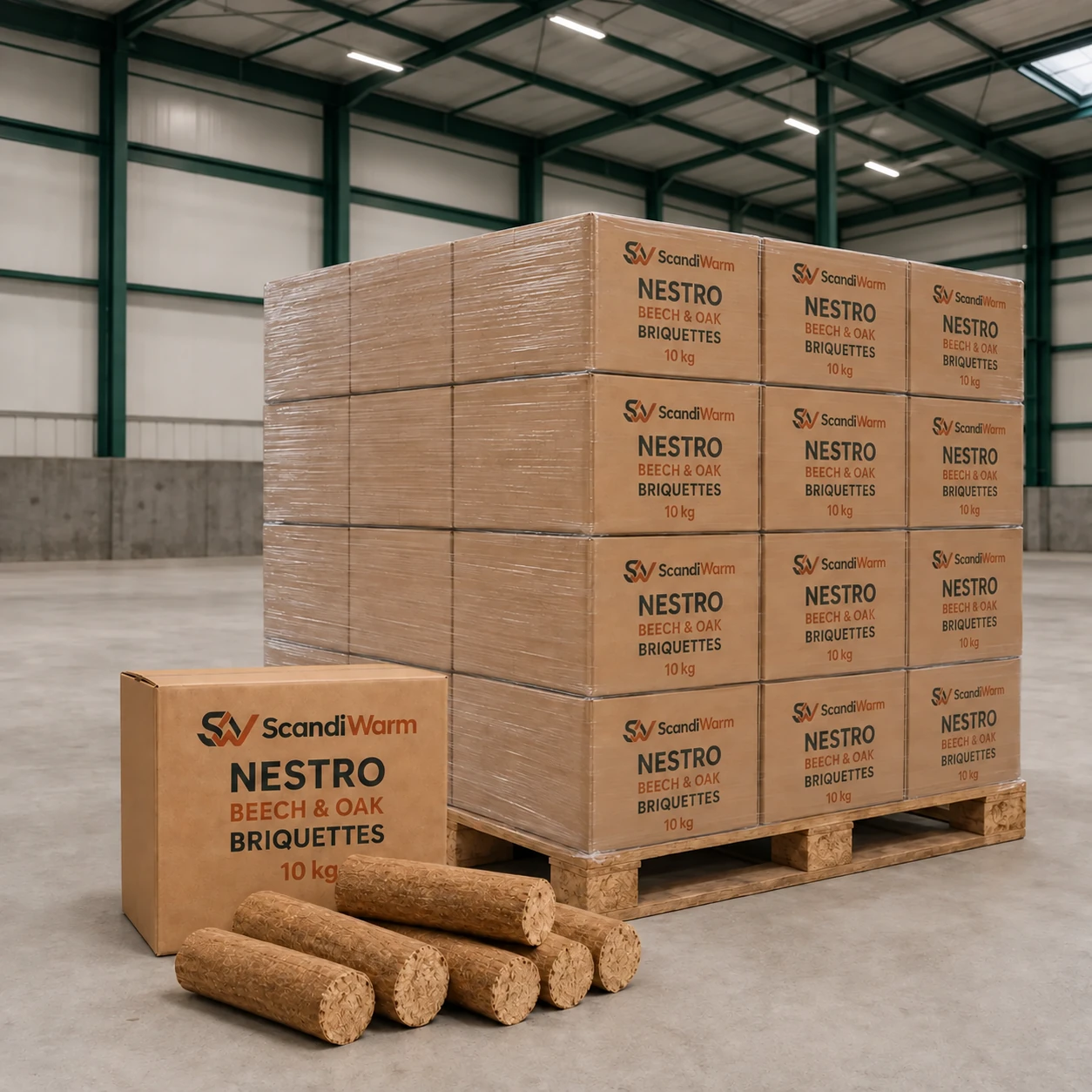 Nestro-beuken-eikenbriketten — 750 kg (75 × 10 kg)