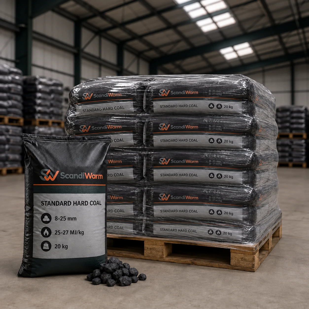 Standaard-steenkool 8-25 mm, 25-27 MJ/kg — 760 kg (38 × 20 kg)