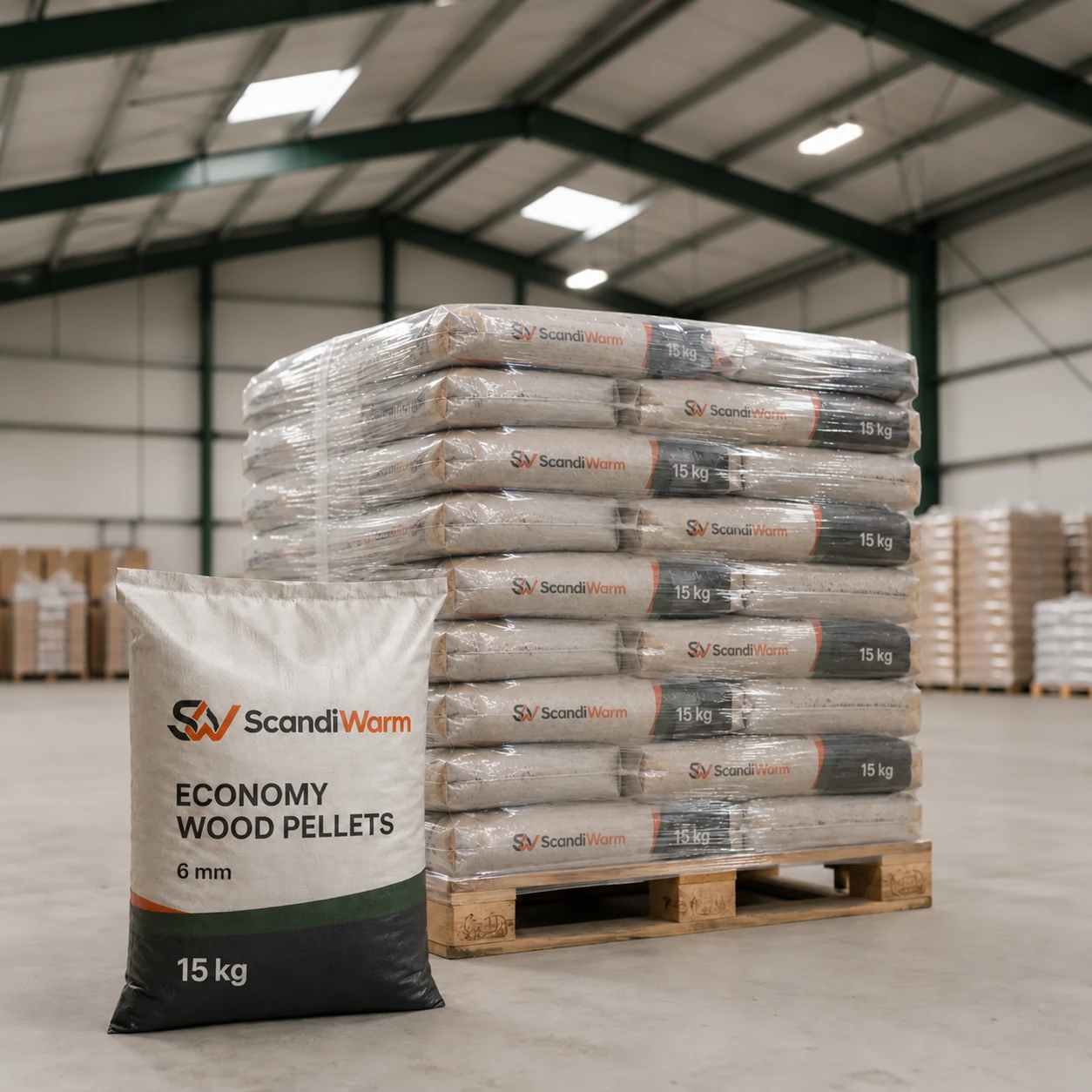 Economy-houtpellets 6 mm — 750 kg (50 × 15 kg)